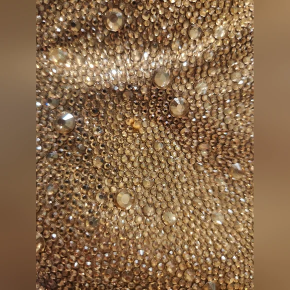 LIGHT GOLD RHINESTONE BLOCK HEEL BOOTIE|  BETSEY JOHNSON, size 7.5 - Picture 14 of 16